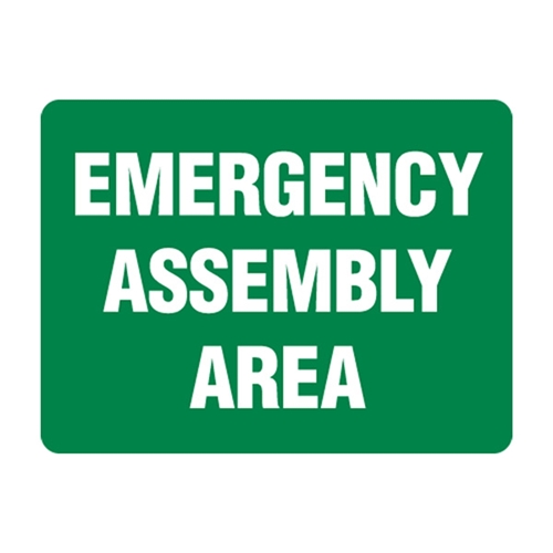Emergency Assembly Area sign