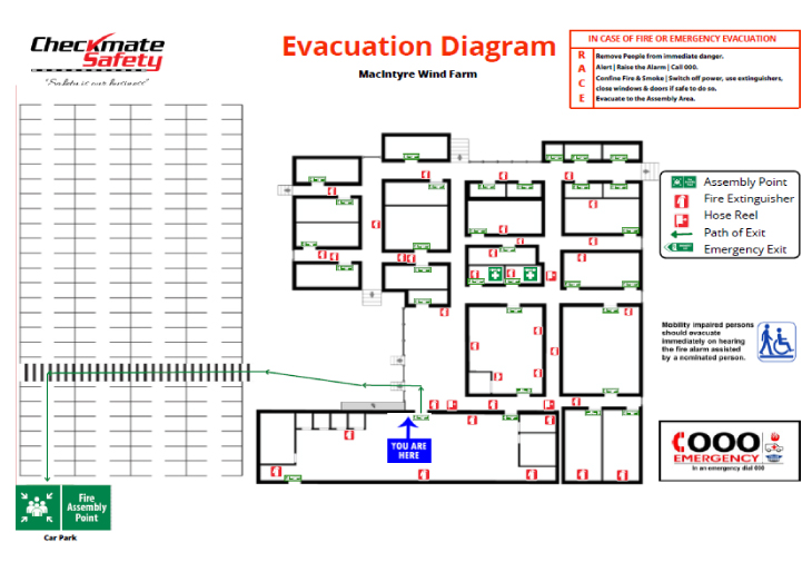 Emergency Evacuation Diagrams by Checkmate Safety